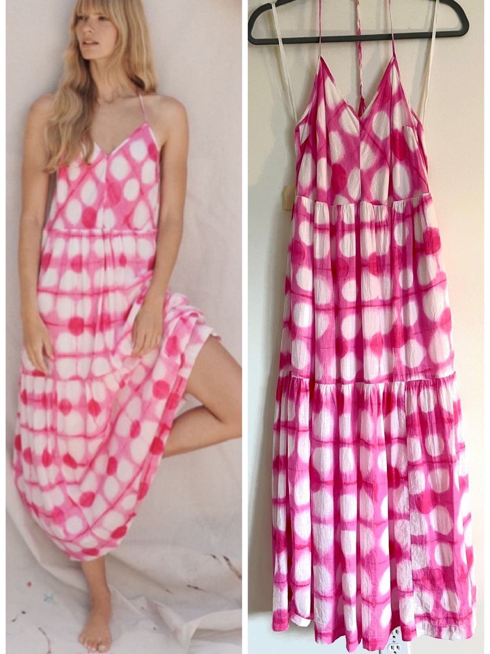 Anthropologie Maeve Tie Dye Geneva Maxi Dress in Pink Size SP Boho Beach Summer